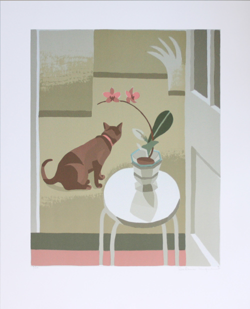 Still Life with Cat and Orchid