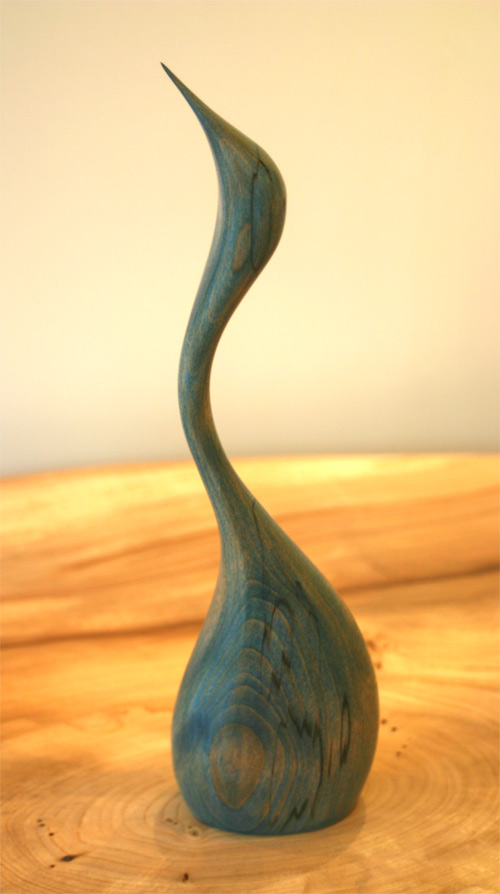 Little Egret in Blue Dyed Spalted Beech