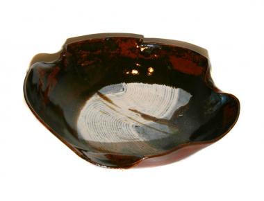 Fluted Stoneware Bowl - Brown/White