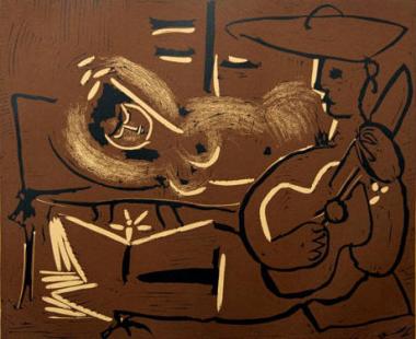 Reclining Woman and Guitar Playing Picador