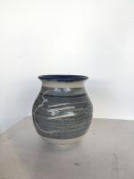 White Blue Medium Vase by Peter Lee