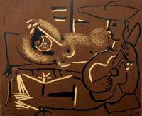 Reclining Woman and Guitar Playing Picador by Pablo Picasso