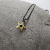 Black star and gold necklace ZM21  by Zsuzsi Morrison
