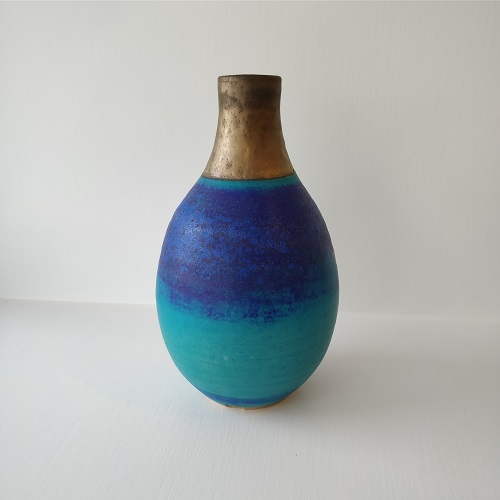 Medium blue and gold vase 