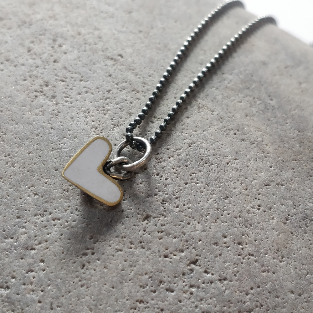 White heart necklace - Ball chain 