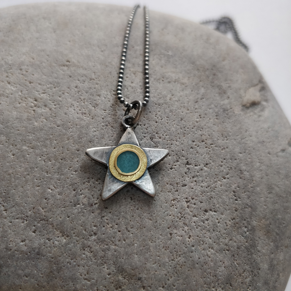 Turquoise and gold star necklace 