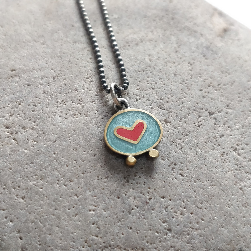 Turquoise and red heart necklace 