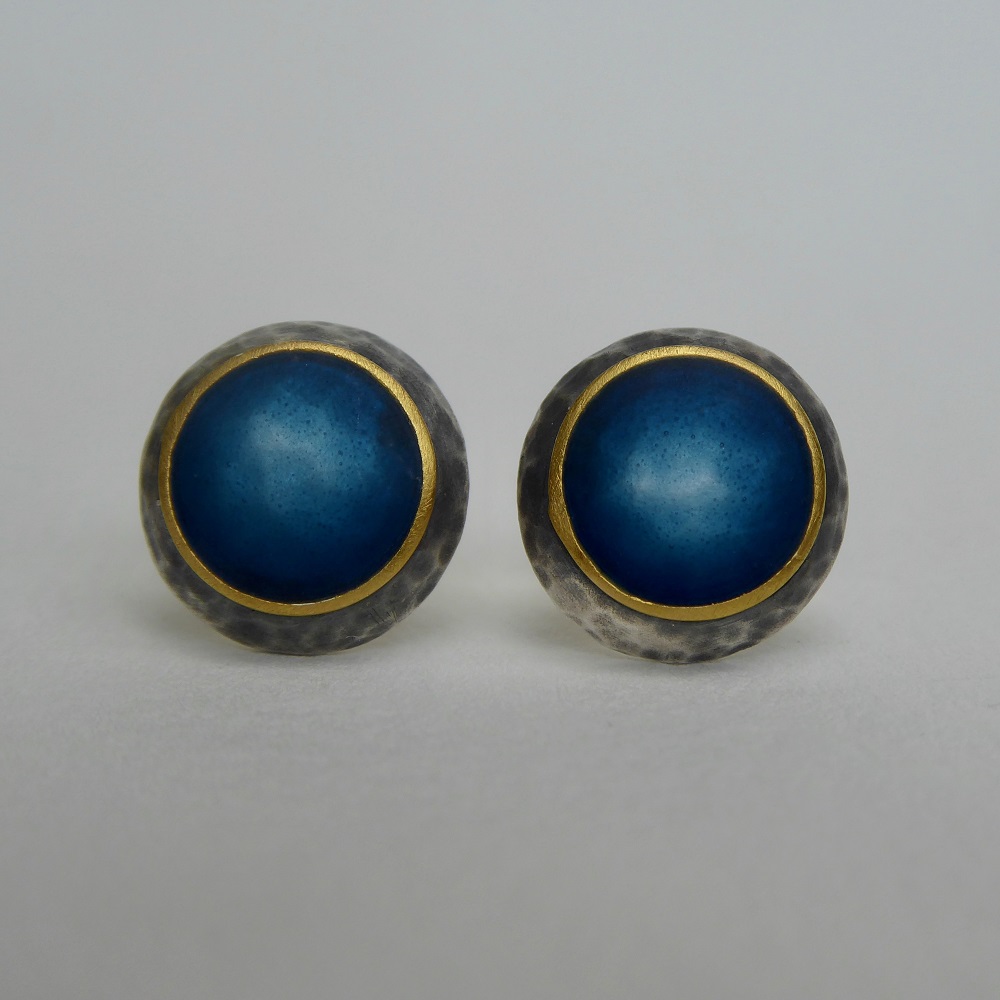 Earrings - Domed Midnight Blue Studs