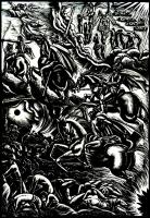 The Four Horseman of the Apocalypse: Apocalypse no. III by John Buckland-Wright