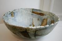 Hand built Grey Textured Bowl by Laurel  Keeley