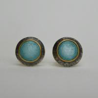 Earrings - Large Domed Silver Grey Studs by Zsuzsi Morrison